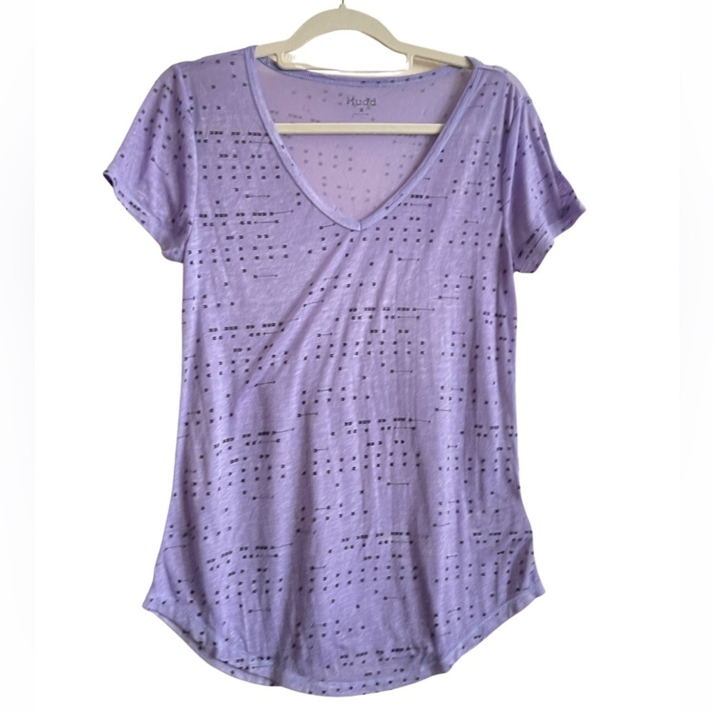 Mudd Road Trip Tee Short Sleeve V Neck Shear Purple Arrow Print Size M